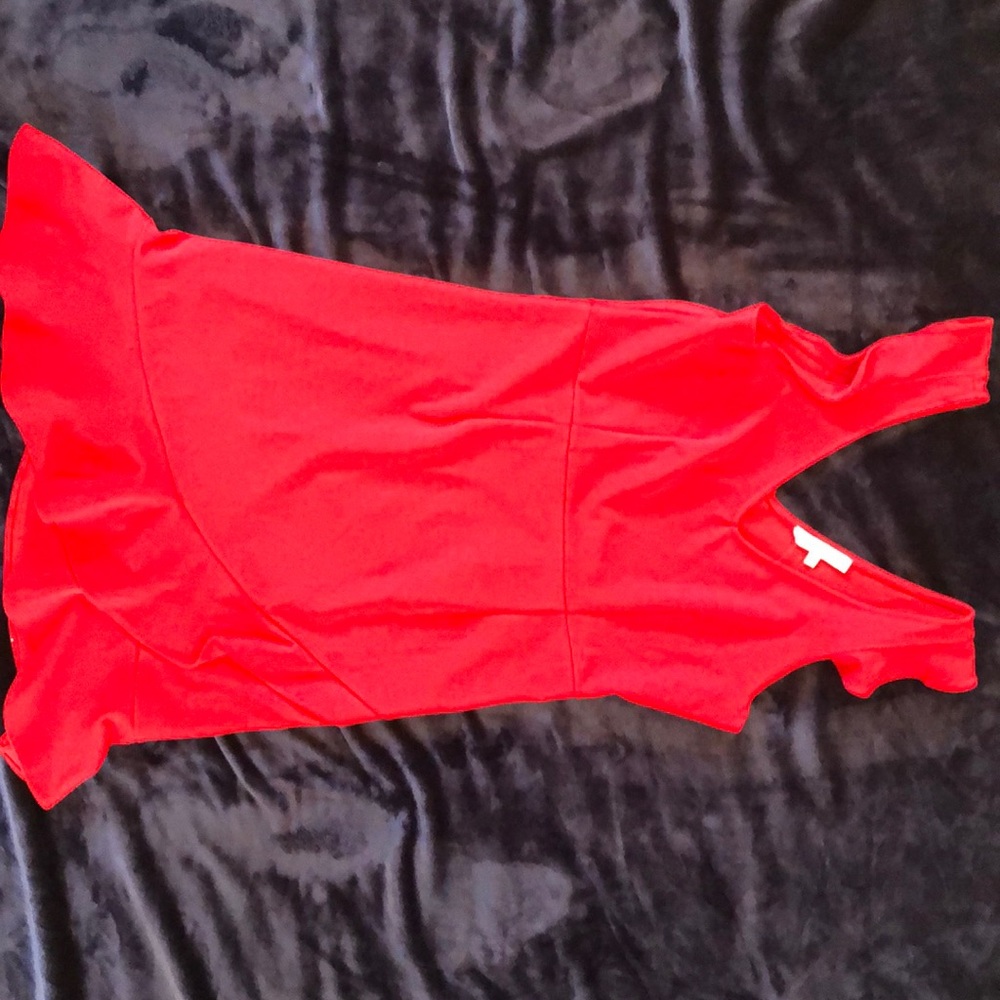 Red cocktail dress “The Vanity Room” tags on